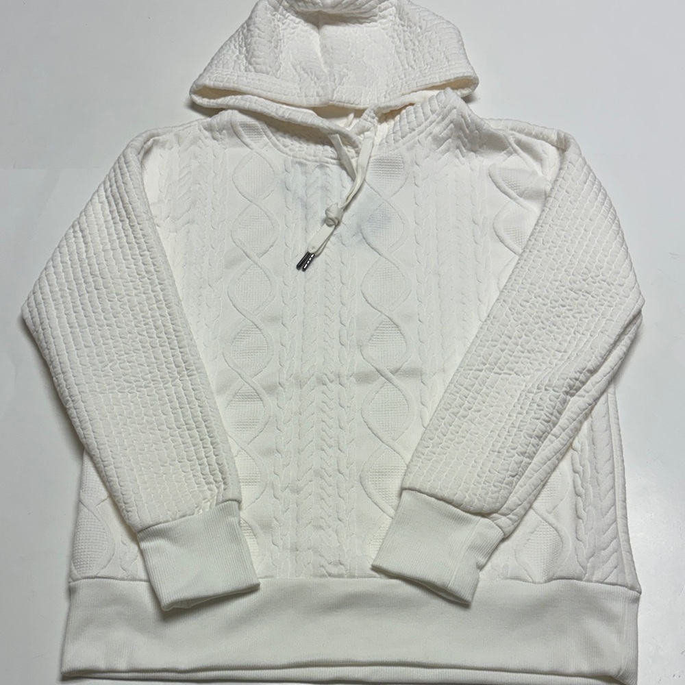 NWT women’s RBX cream colored cable quilted hoodie size small